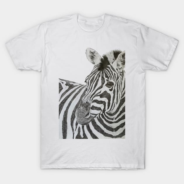 Dotwork Zebra Art Print T-Shirt by DrawWithSacha